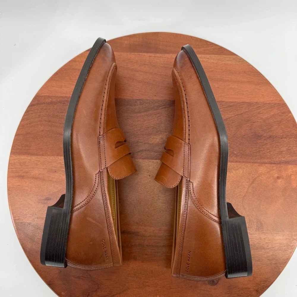 Cole Haan Hawthorne Penny Loafer British Tan Leather Dress Shoes Men's Size 9.5M